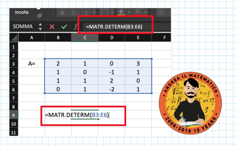 Il determinante di una matrice quadrata - incipit - Andrea il Matematico