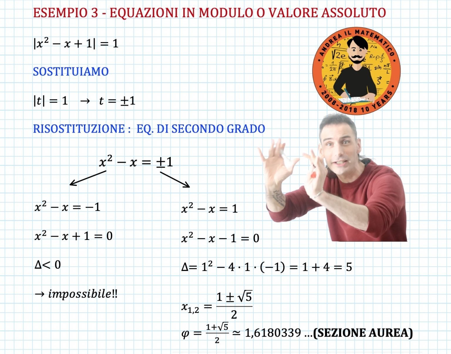 Equazioni in modulo o valore assoluto - Andrea il Matematico