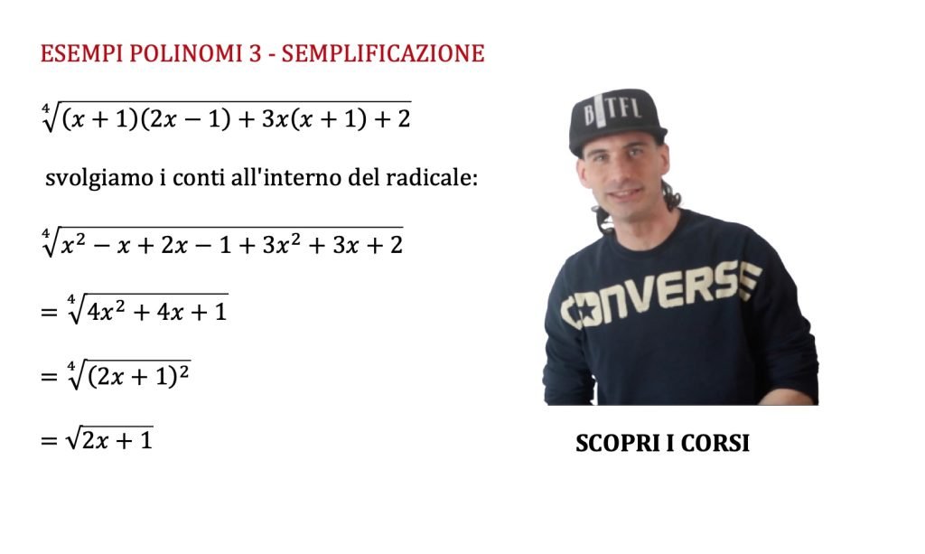 proprietà dei radicali, la semplificazione esempi con polinomi