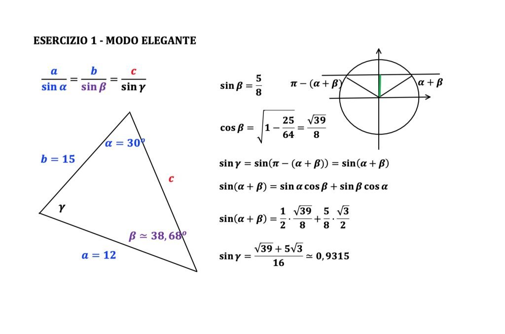 teorema dei seni, goniometria