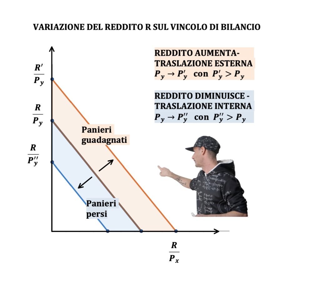 vincolo di bilancio, teoria del consumatore, microeconomia, panieri di consumo