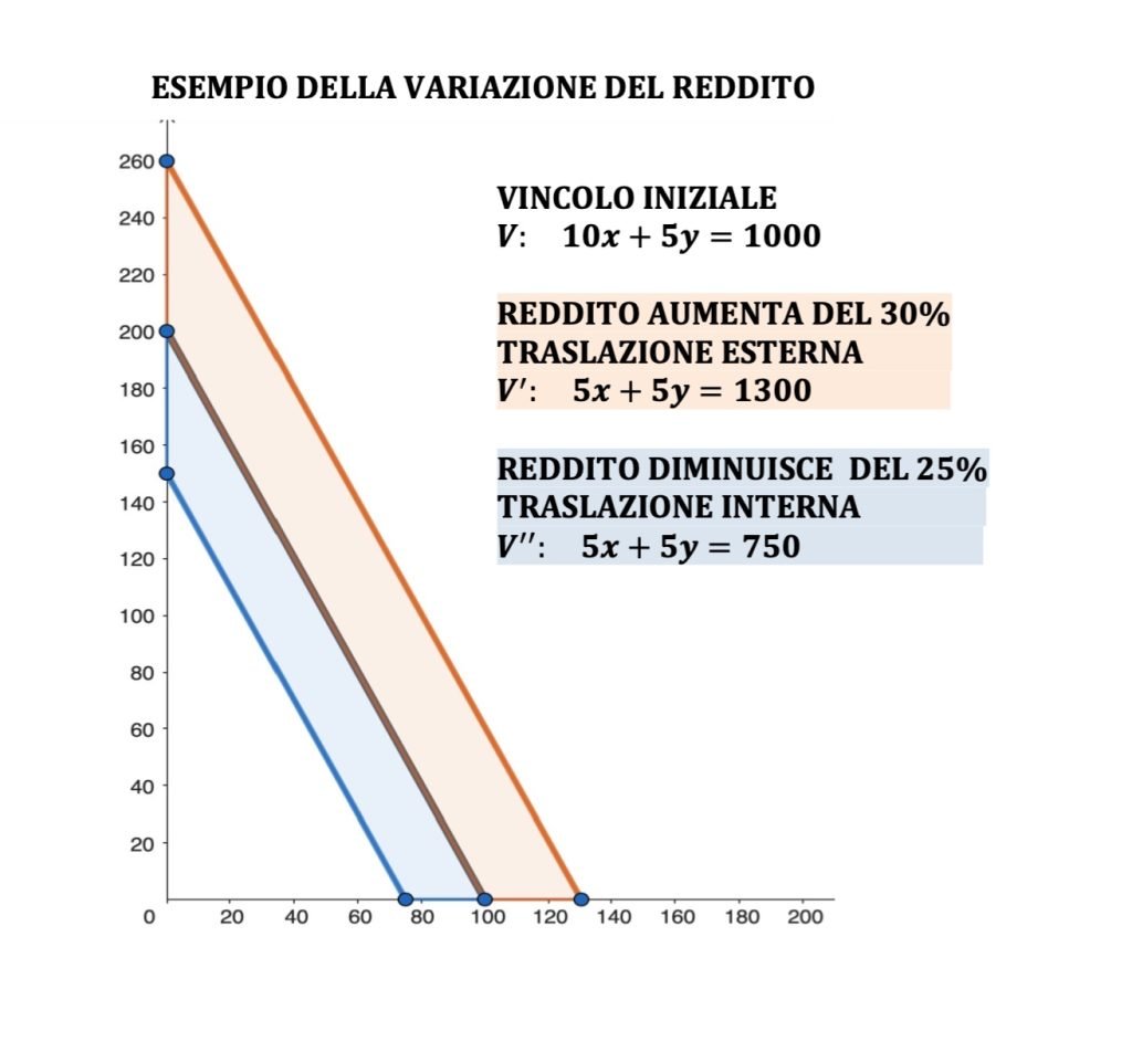 vincolo di bilancio, teoria del consumatore, microeconomia, panieri di consumo