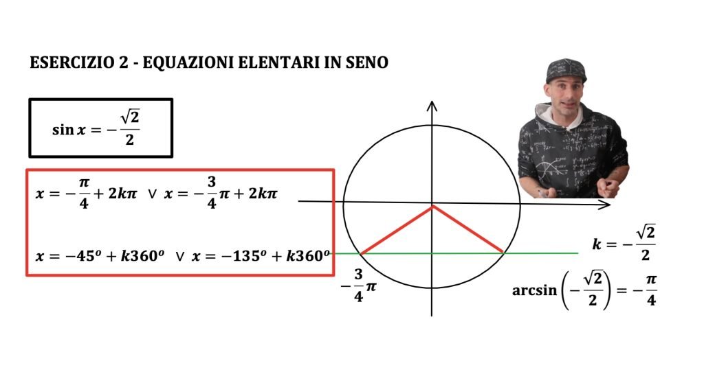 equazioni elementari in seno. senx=k
sin(f(x))=k, sin(f(x))=sin(g(x))