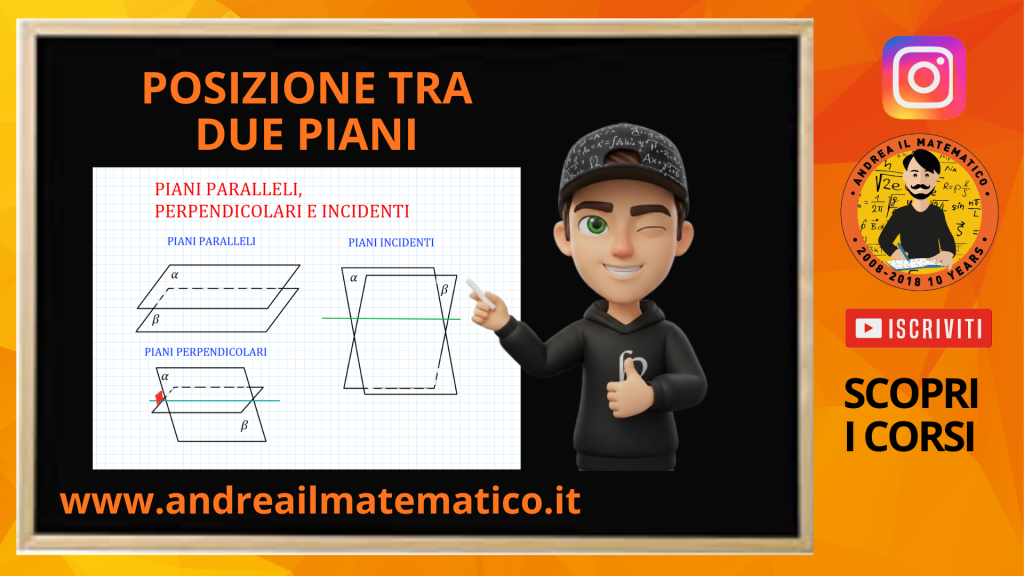 LA FIGURA descrive Andrea il Matematico che spiega la lezione di Algebra lineare: posizione tra due piani